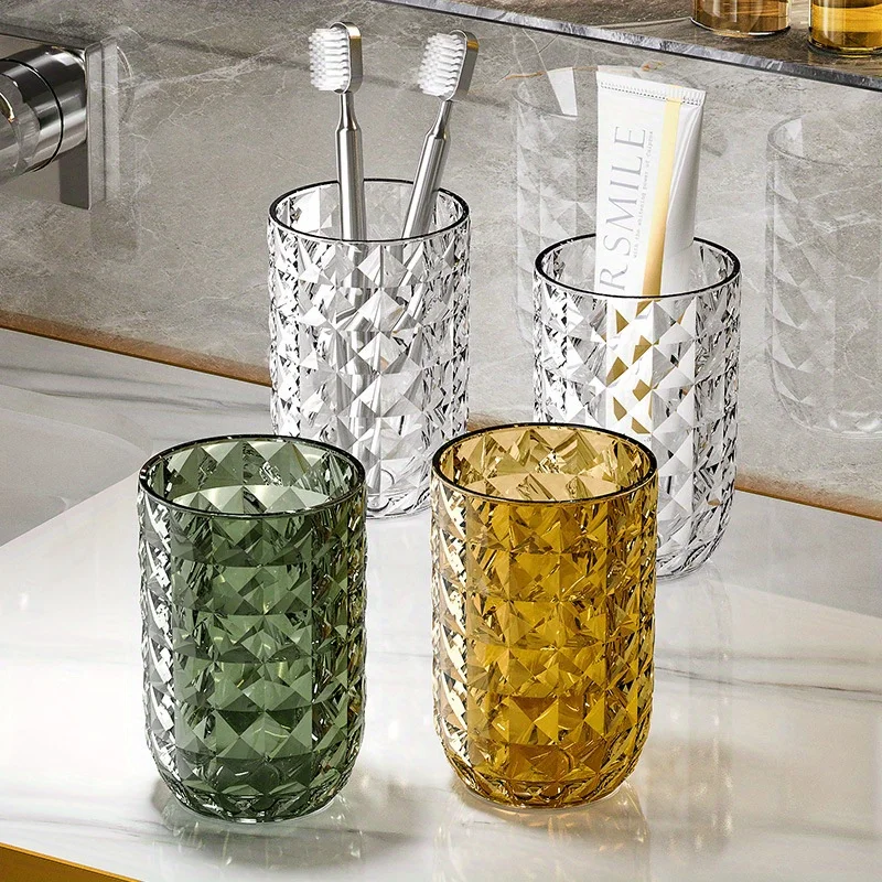 Light Luxury Mouthwash Cup High Appearance Brush Cup Transparent Cup Couple Set Toothbrush Cup Home Wash Cup Glacier Pattern