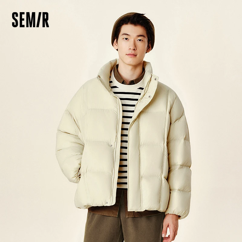 Semir Down Jacket Men Thick Puffer Coat 2024 Winter New Oversize Versatile Solid Color Three-Proof Stand-Up Collar Down Jacket