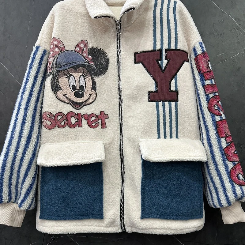 2025 Autumn Winter New Cartoon Furry Zipper Sweatshirt Jacket Ladies Loose Casual Age-Reducing Versatile Mid-Length Top Hoodies