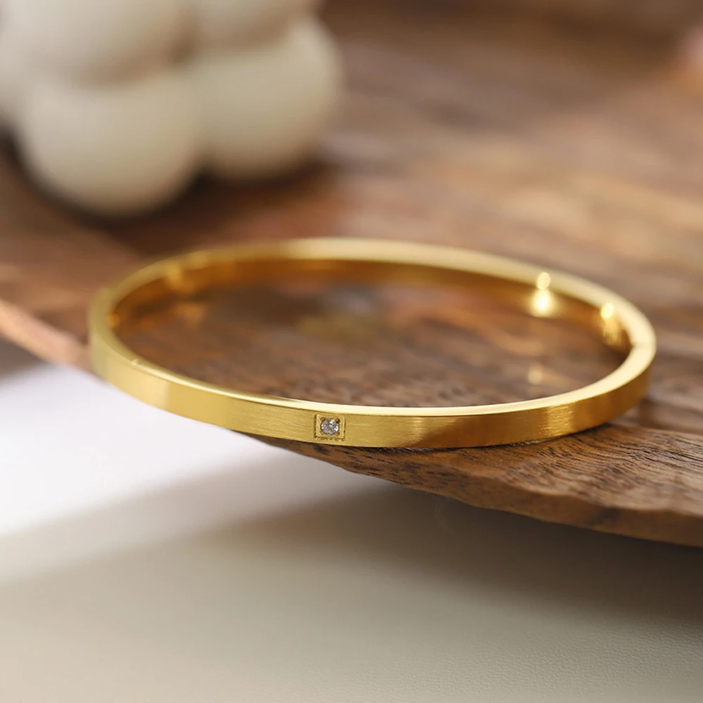 ماتي نحى مطلية بالذهب التيتانيوم الصلب الزركون مطعمة سوار مفتوح مع سلسلة حبل ملونة اليدوية الطبقات مجوهرات للنساء