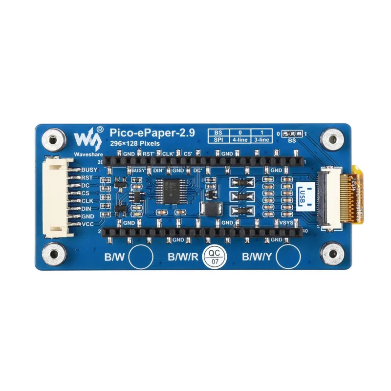 Waveshare-Módulo de pantalla de tinta electrónica de papel electrónico (B) de 2,9 pulgadas para Raspberry Pi Pico, 296 × 128 píxeles, rojo/Negro/Blanco, interfaz SPI