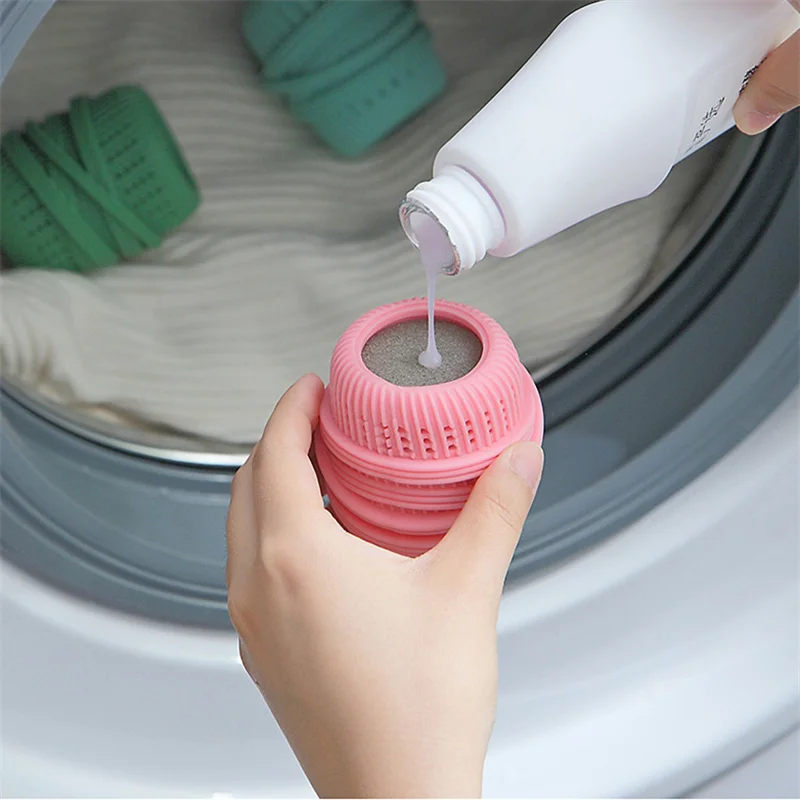 

Laundry Cleaning Ball with Sponge Liquid-add Decontamination TPE Clothes Cleaner Anti-winding Washing Capsules Ball Hair Remove