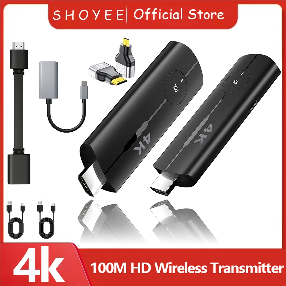 جهاز إرسال واستقبال HDMI لاسلكي 100 متر، مدخل فك تشفير 4K، مخرج 4K @ 30 هرتز، توصيل وتشغيل الكمون المنخفض للغاية للألعاب، المسرح المنزلي