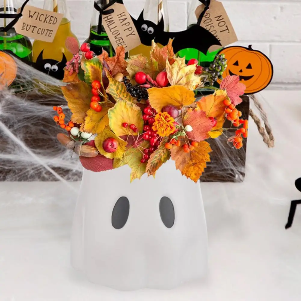 

Halloween Candy Bowl Versatile Ghost Planter Halloween Ghost Bucket Resin Planter Pot Candy Bowl Fern Display Stand for Home