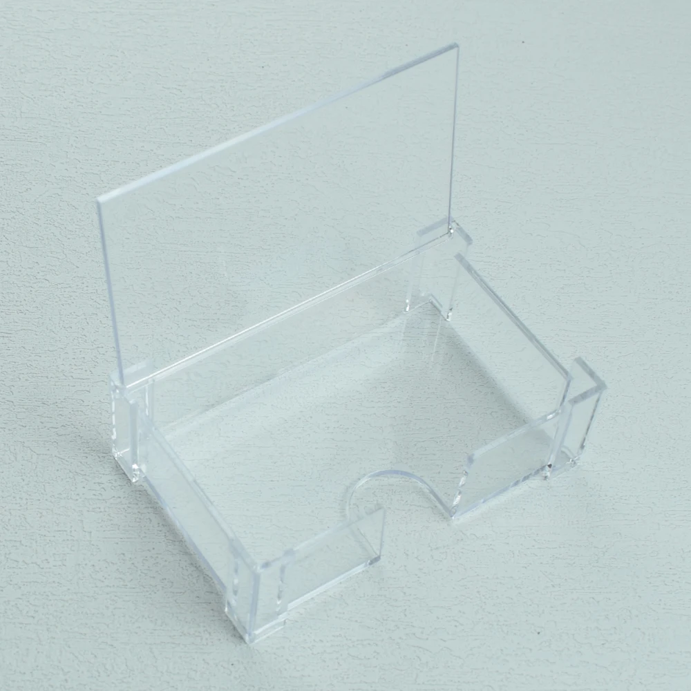 حامل بطاقات عمل لسطح المكتب من الأكريليك الشفاف مع غطاء قلاب، صندوق رف مكتب شفاف، حامل عرض للتخزين واللوازم المكتبية