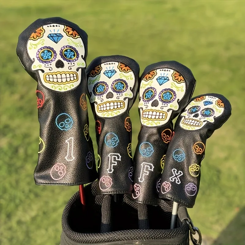 Capa de cabeça para taco de golfe com design de caveira de açúcar e padrão de caveira de açúcar mexicano – capa protetora resistente, resistente a arranhões