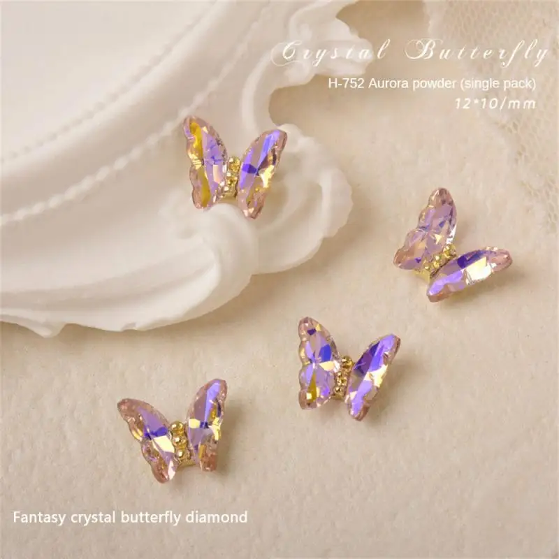 Butterfly Nail Art Designer Charms 3D-Luxury Crystal Butterfly Nail Art Decor 12X10mm Alloy Butterfly Manicure Rhinestone*