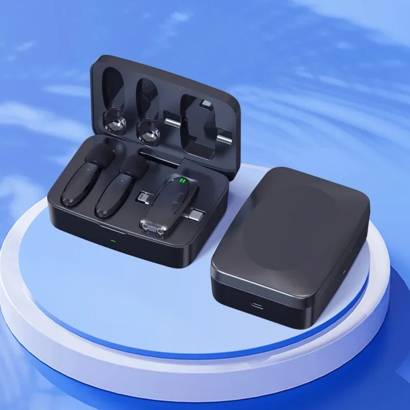 Wireless collar clip, microphone, live video, intelligent noise reduction recording, fully compatible three-in-one charging