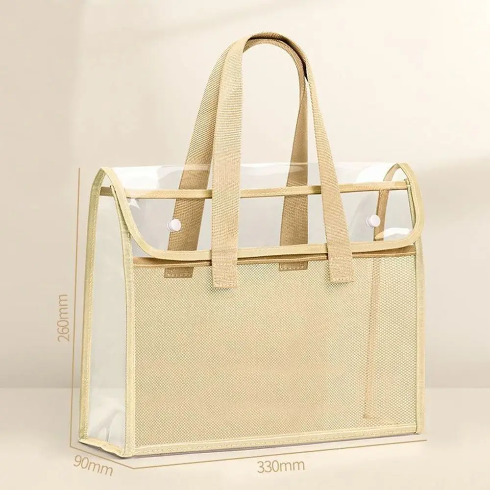 Large Capacity Test Paper Storage Bag Transparent Durable Handheld File Folder Office Supplies PVC Document Bag Student Exam