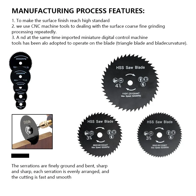 Fenhan 1PC 89mm HSS Circular Saw Blade 44/60T For Cutting Wood Mini Cutting Disc for Dremel Power Tools Arbor Saw Blade Black