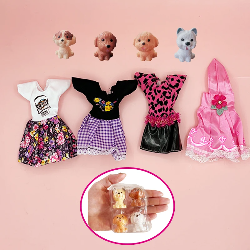 Mode Rock Kleid mit Hund Welpen Set für 30cm Puppen niedlichen Mini Welpen 11,5 Puppe Zubehör Spielset Spielzeug für Mädchen Geschenk