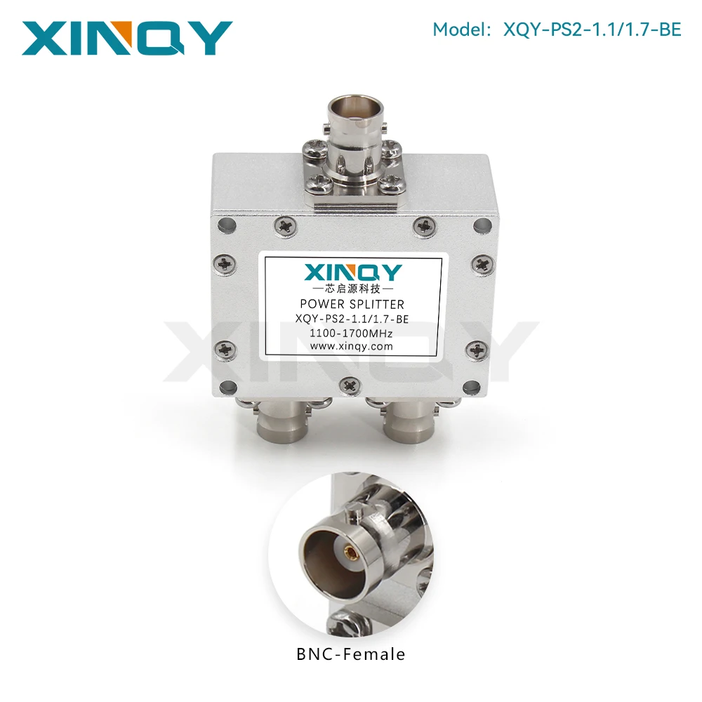 XINQY 1-Way-to-2-Way RF Power Divider, 1.1-1.7GHz, BNC Connector, GNSS Signal Power Splitter