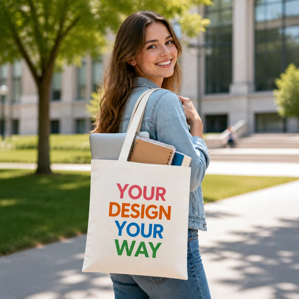 Customizable photo/text/logo printed tote bag. Custom printed shoulder bag, a reusable fashion bag made of polyester fabric, a simple handbag, a gift or souvenir for him or her, and an ideal gift choice. High-quality s