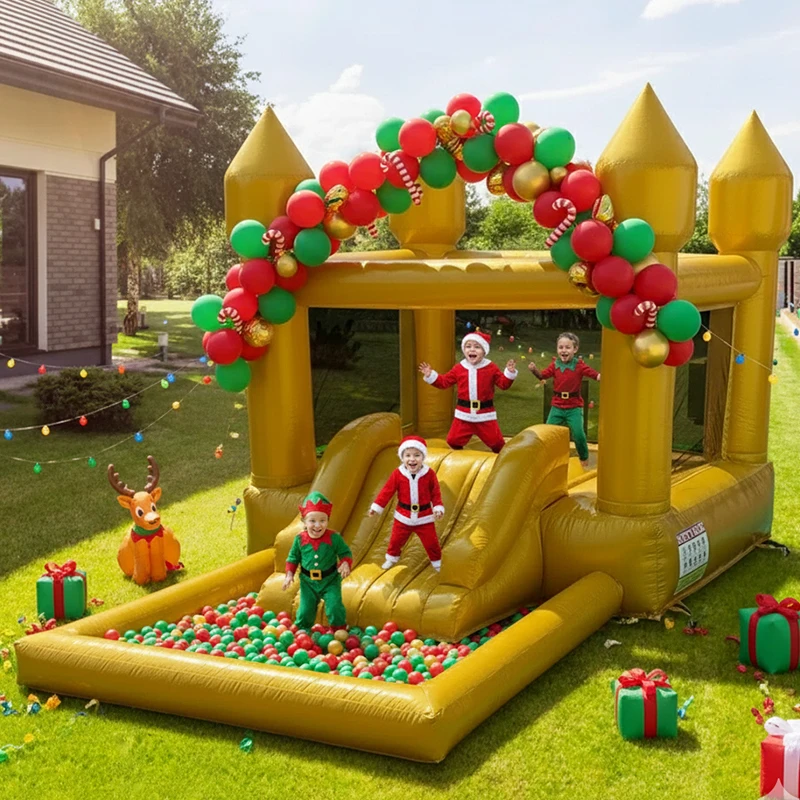New Design Commercial Inflatable White Bounce House With Slide Bouncy Castle/Gold Jumping House/Customization Bounce For Wedding