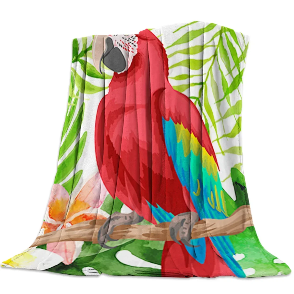 2026 Parrot Throw Blanket Portrait Of Blue Macaw Bird Decorative Soft Warm Cozy Flannel Plush Throws Blanket For Bedding Sofa Co