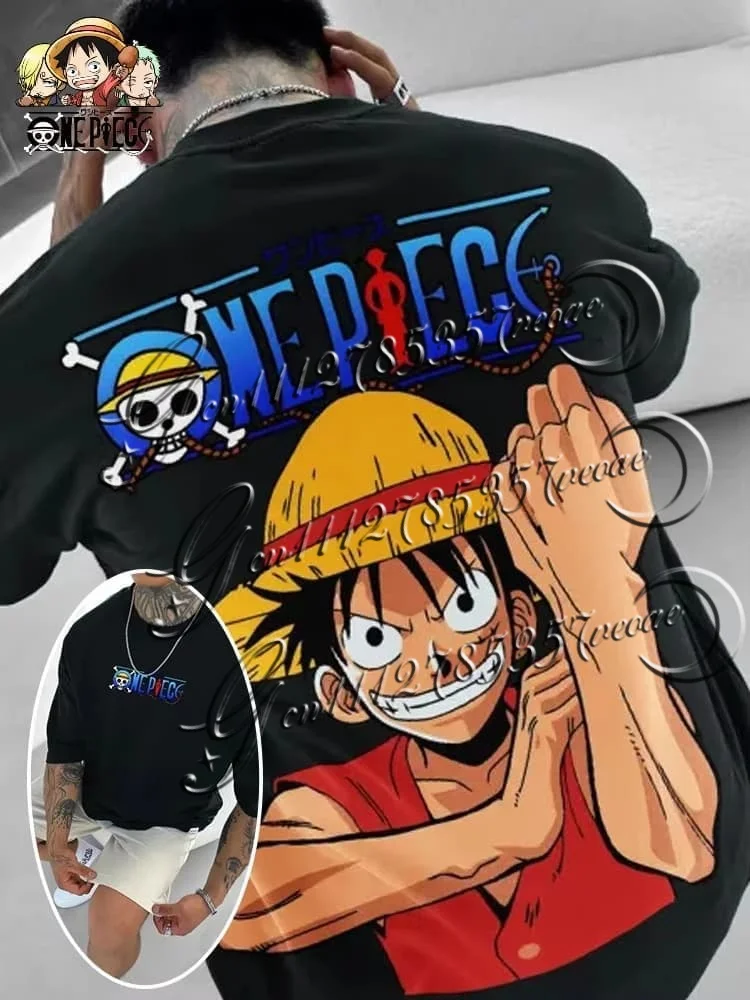

2026 One Piece Luffy Zoro Graphic T Shirts Man Anime Print Summer Casual Oversized Short Sleeve Tee Streetwear Harajuku