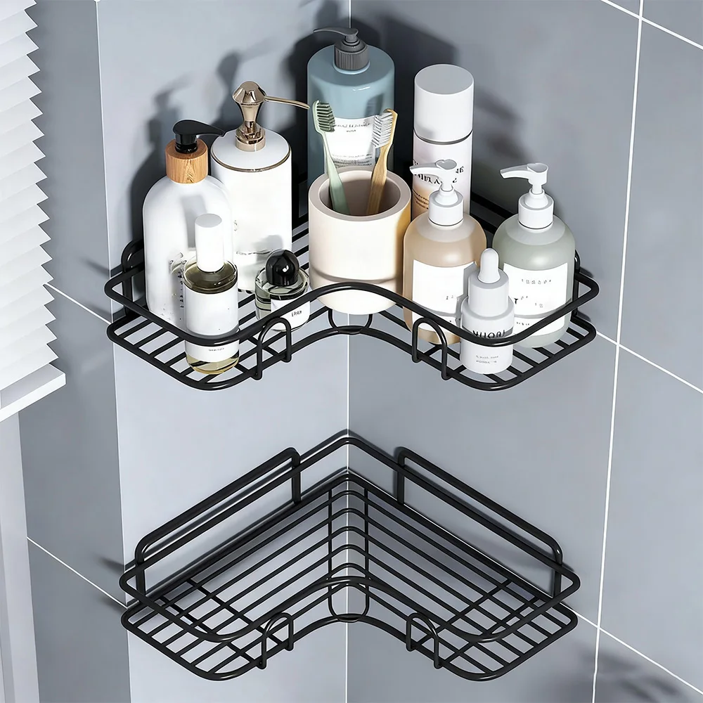 

Wall Mounted Bathroom Shelf, Shower Caddy Rack, No Punching Triangle Storage Rack For Bathroom Kitchen, Bathroom Accessories