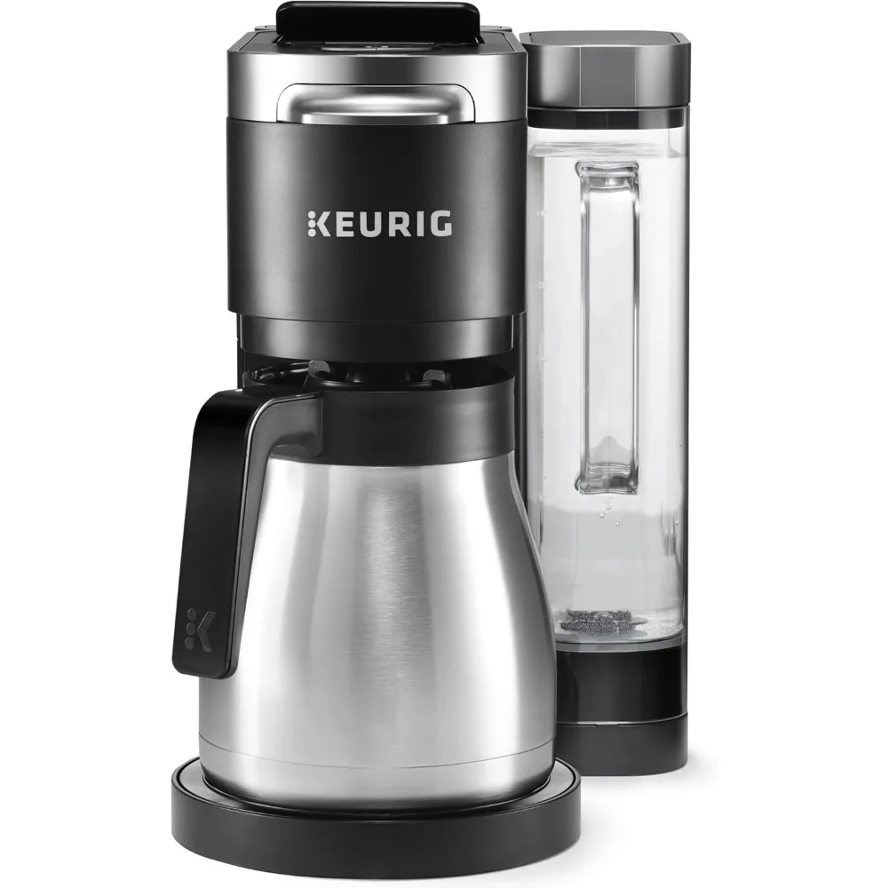 Plus Single Serve & Carafe Coffee Maker, Multi-Position 60oz Removable Reservoir, Programmable Auto Brew Carafe, Black