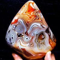 Natural Sardonyx Agate Palm Stone Energy Crystal Silk Agate Mineral Specimen Polished Reiki Healing Decor