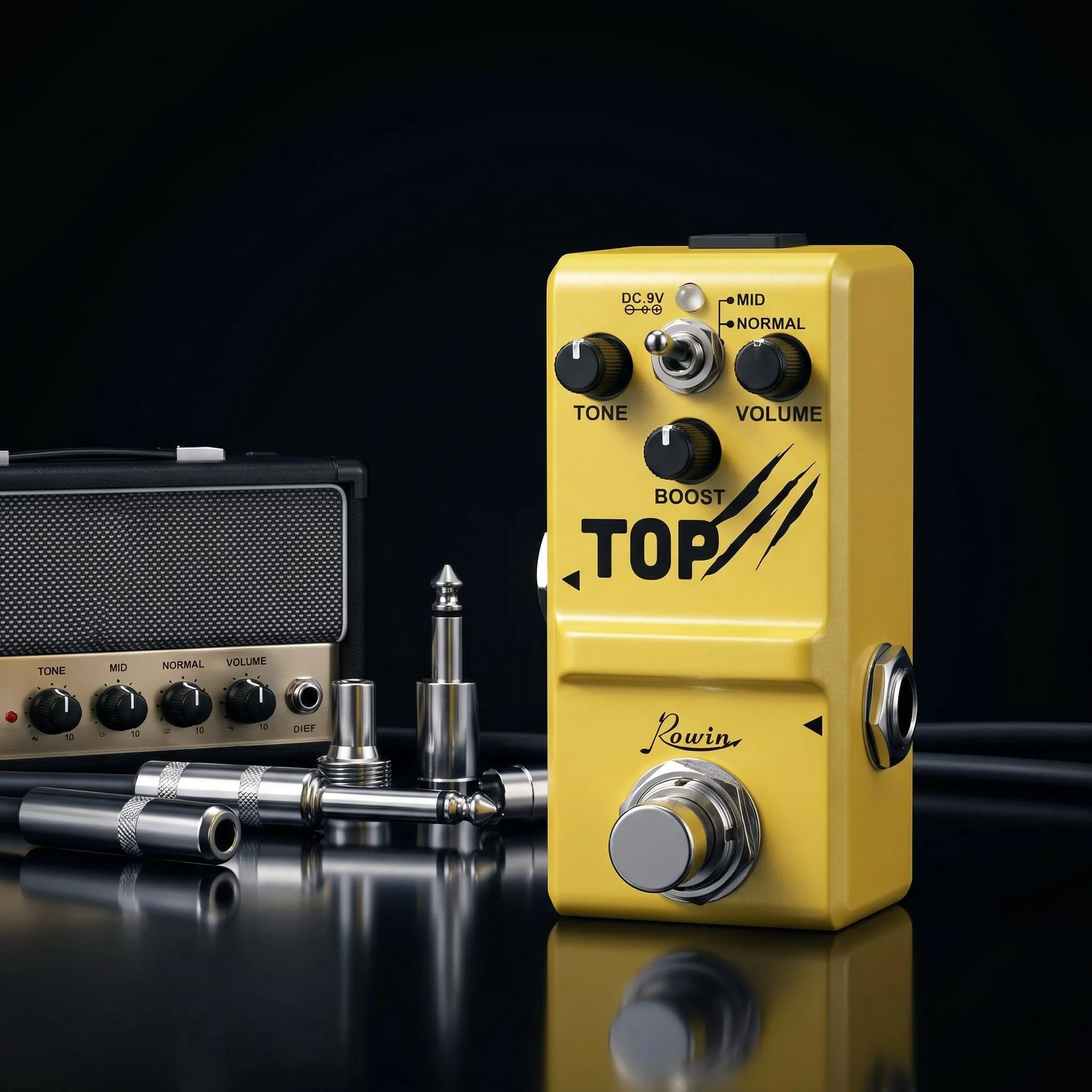 Rowin Guitar Pedal Pure Booster Top Mini Effector Analog Vintage Clean Boost Effect Pedals For Guitar Bass Metal Case Yellow
