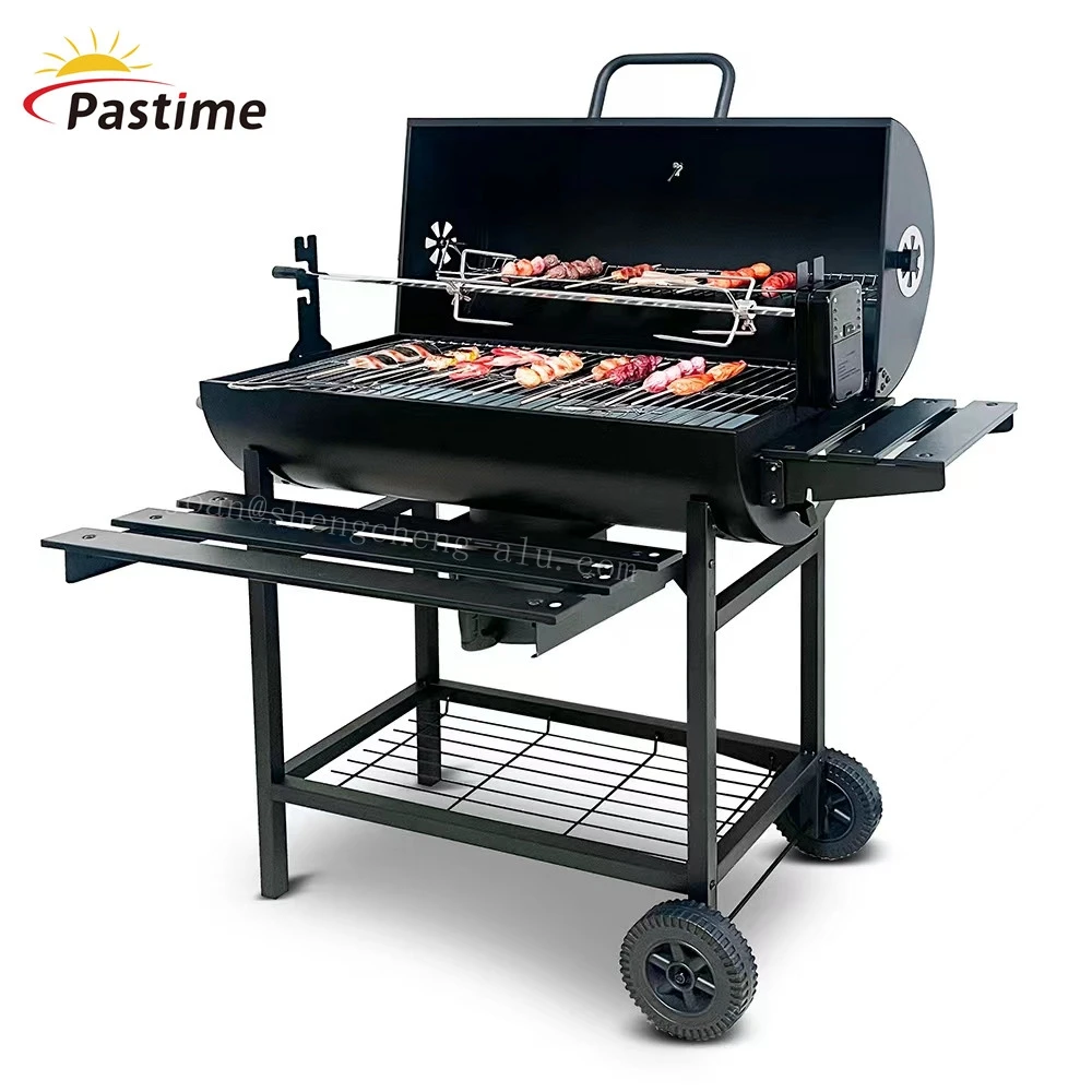 Electric Motor Rotisserie Roast Chicken Grill American Style Trolley Charcoal Barrel Bbq Grill