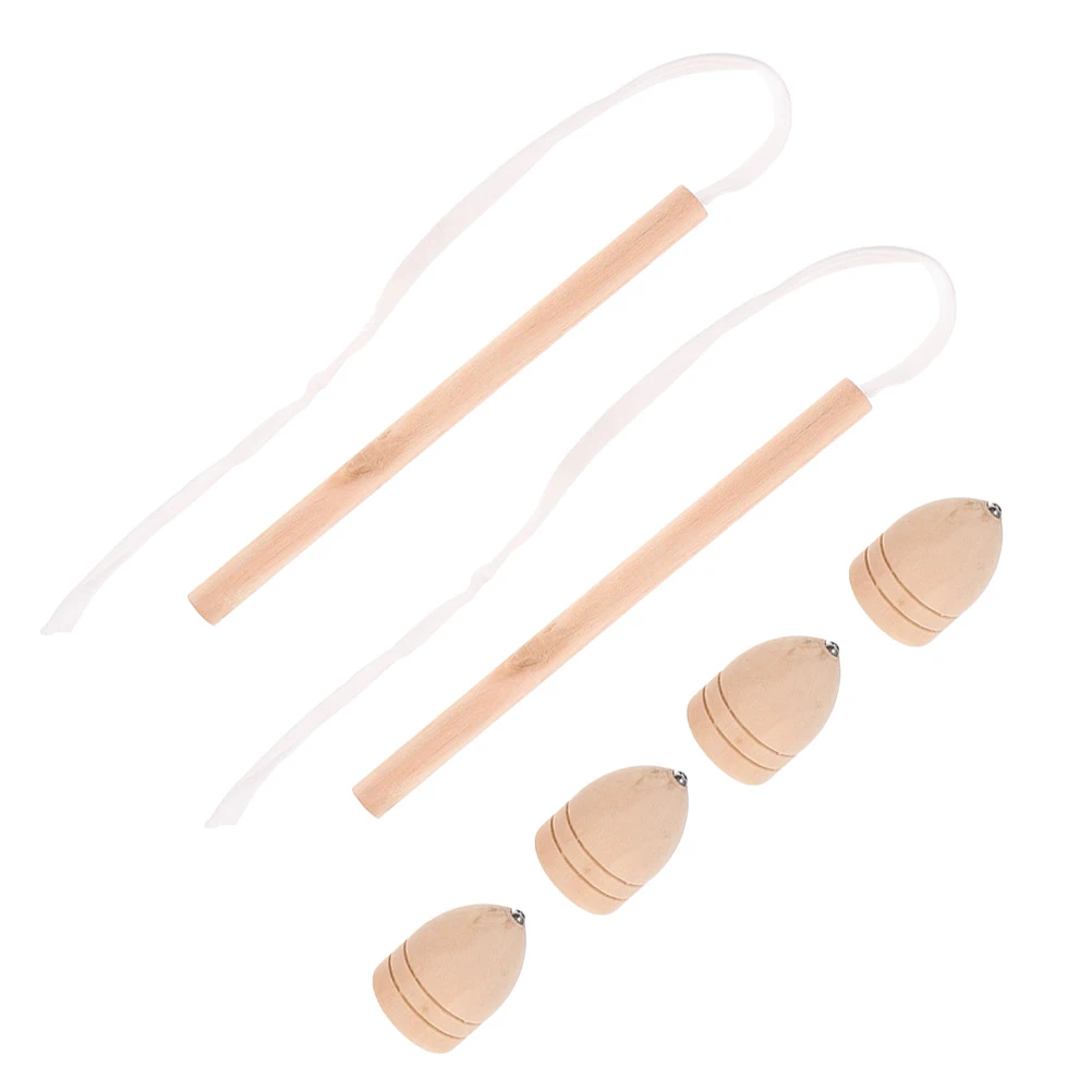 2Sets Holz Gyro Chinesische Traditionelle Rotierende Tops Spaß Outdoor Hand Auge Koordination Kinder Holz Gyro Tragen Beständig