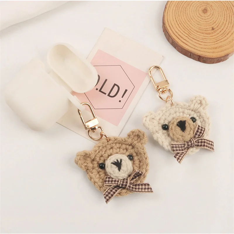 Cute Bow Tie Bear Car Keychain Pendant Small Fresh Cloth Bear Accessories Headphone Set Women\'s Bag Decoration