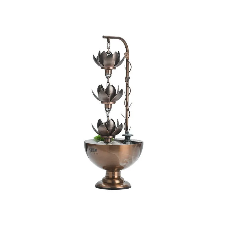 

Lotus Rain Chain Fountain Metal Desk Ornament Waterfall Decor For Garden Courtyard Indoor Outdoor Landscape Decoration