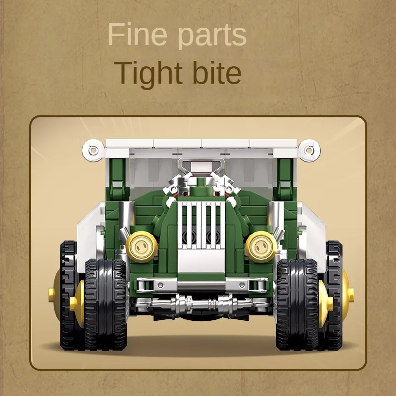 Retro Vintage Auto Baustein-Set, Fahrzeug-Baustein-Modell Ornament, Geeignet zum Verschenken und Sammeln.