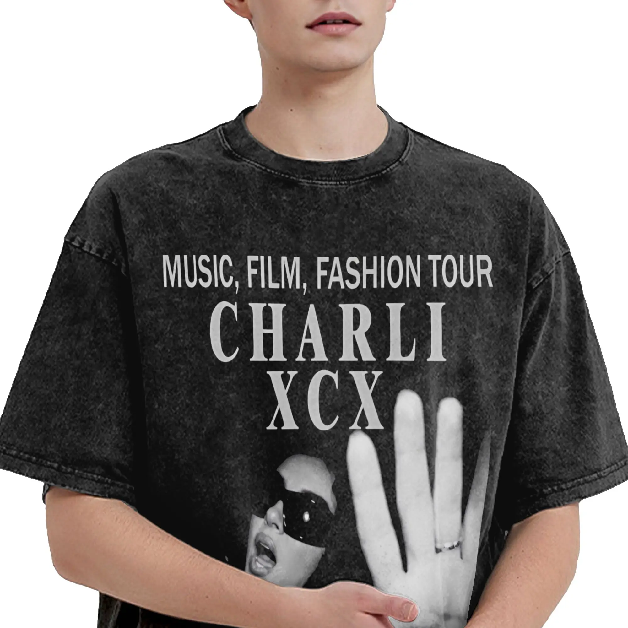 Charli XCX 2026 Music Fashion Film Tour  Washed T Shirts Streetwear Hip Hop Vintage T-Shirt  Tees for Men Women Streetwear