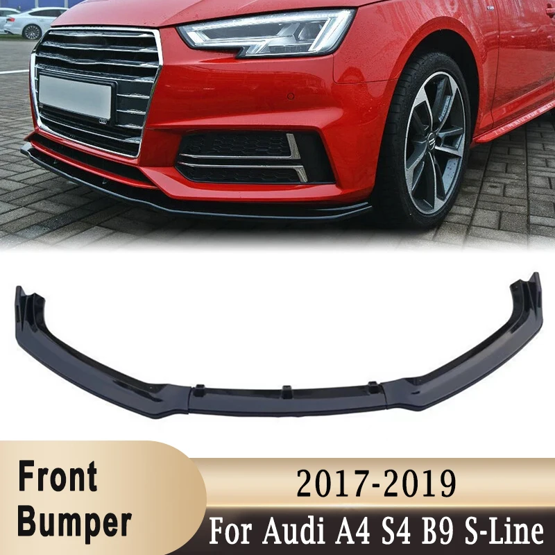 

Front Bumper Spoiler Lip Lower Bumper Diffuser Protector Modification Kit Gloss Black for Audi A4 S4 B9 S-Line 2017-2019