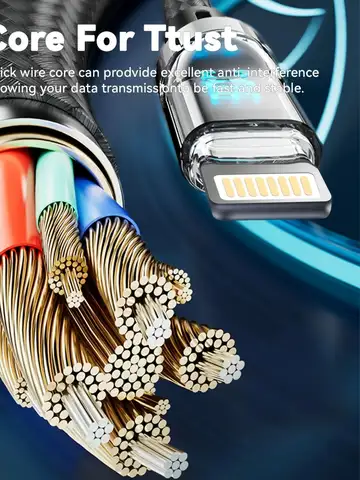 PD 27W Fast Charge Cable LCD Display Transparent Shell Data Transfer, USB A Type-C to Lightning Cord for iPhone 14 Pro Max/13/12