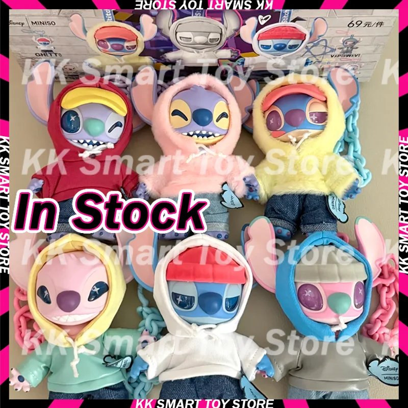 

В наличии, оригинальный Miniso Stitch Genz Street Series, виниловая подвеска для лица, слепая коробка, коллекционный милый рюкзак, подвеска, подарки, игрушки