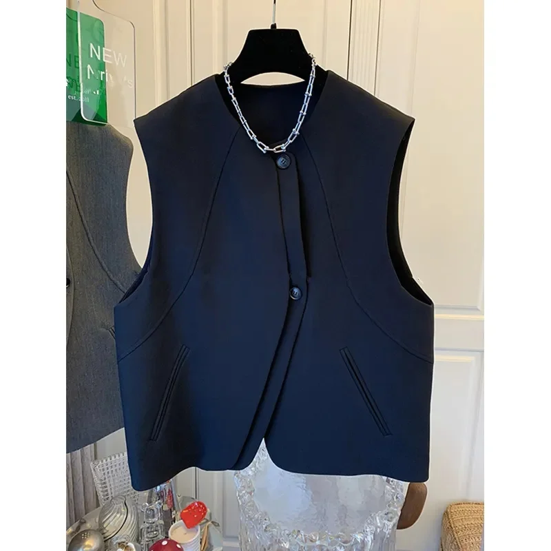 Gilet da donna Nuovi gilet di moda per donna 2025 Cappotto senza maniche autunnale Streetwear Gilet chic Top Cappotto da donna da ufficio