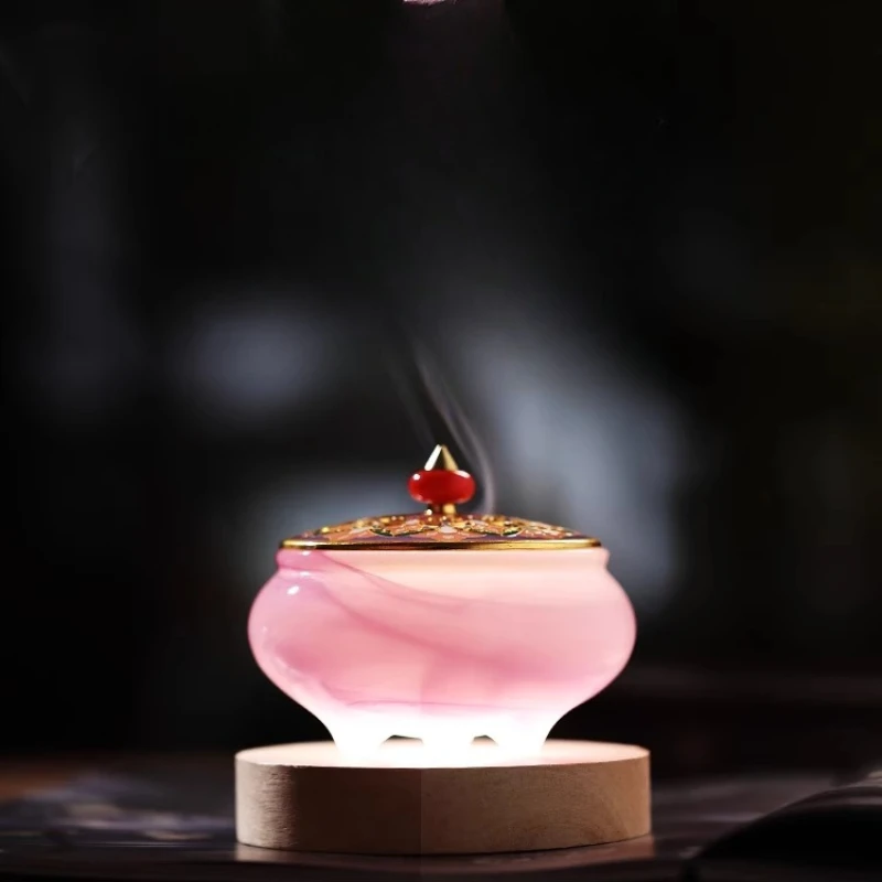 

enamel color jade incense burner household indoor incense aromatherapy sandalwood plate incense