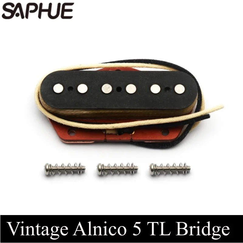 Guitar Pickup Alnico 5 TL Bridge Pickup with Red Fiber Bobbin 6.5K Vintage Tone for Electric Guitar