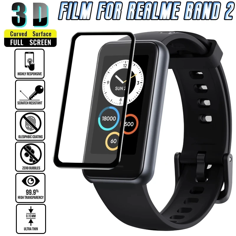 Screen Protector For Realme Band 2 Smart Band 3D-Curved Scratch Proof Film Soft Edge Full Coverage Protective Film Accessories