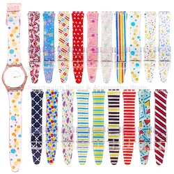 16mm 17mm 19mm PVC Silicone Printed Strap for Swatch Series Wrist Band Waterproof Sport Bracelet Men Women Watch Accessories