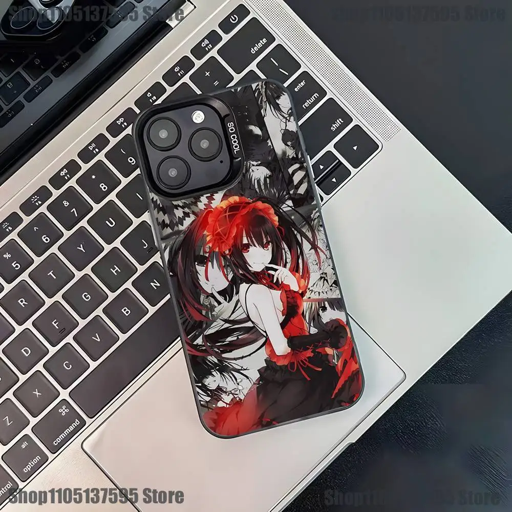 Чехол для телефона Anime Kurumi Tokisaki для iPhone 17,16,15,14,13,12,11,Pro,XS,Max,Plus,Mini,SE4,E, черный матовый противоударный чехол