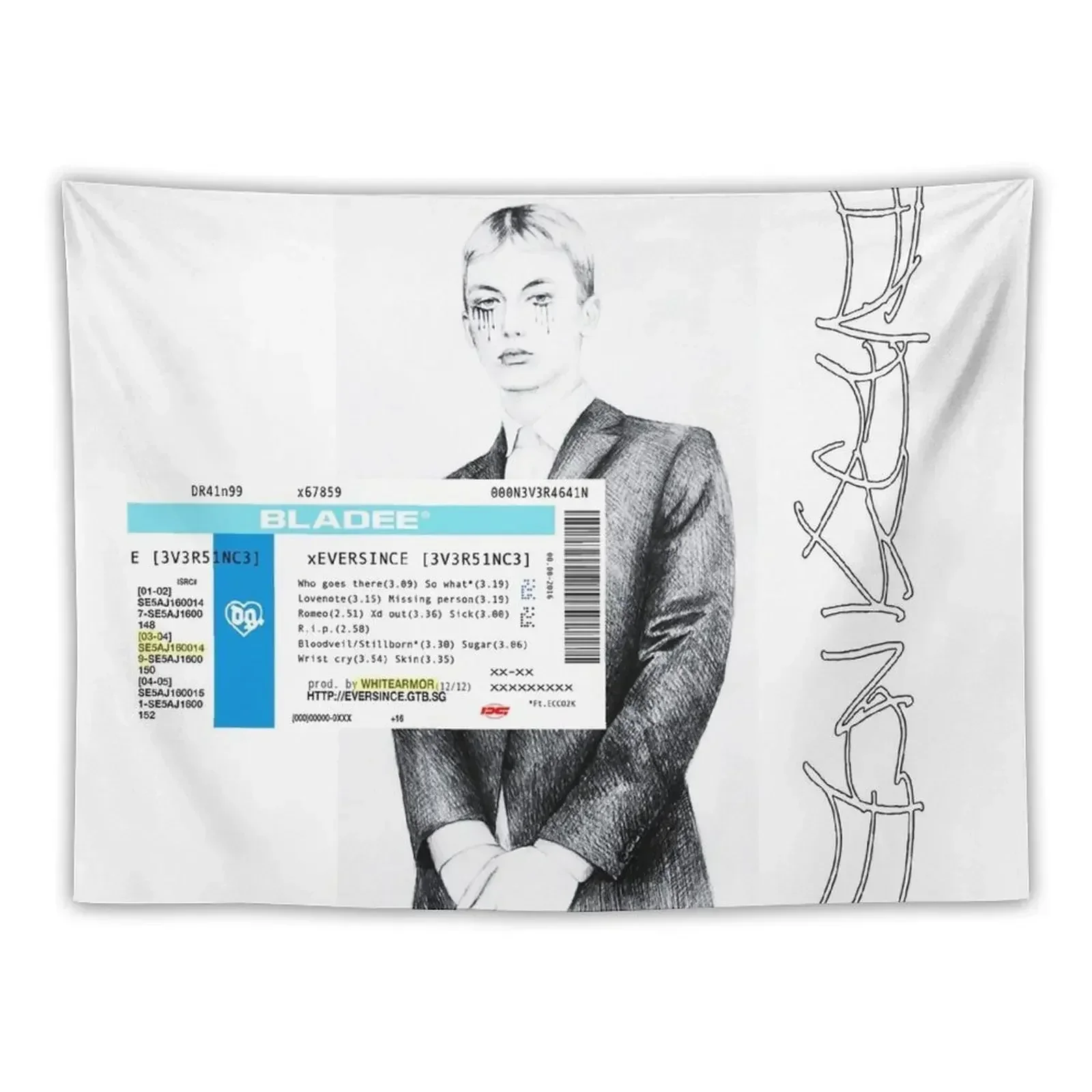 Eversince Bladee HQ Album Cover Tapestry Tapete For The Wall Cute Room Decor House Decor Bedroom Decor Aesthetic Tapestry