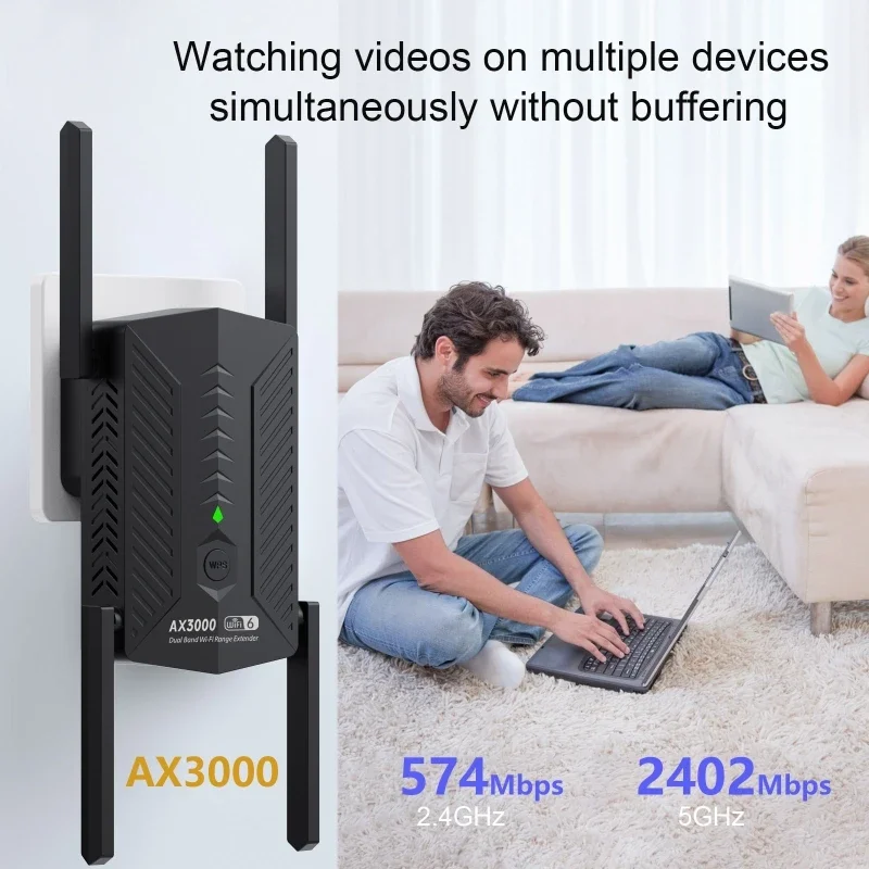 

3000 Мбит/с беспроводной повторитель Wi-Fi усилитель сигнала 5 ГГц 2402 Мбит/с 2,4 ГГц 574 Мбит/с Wi-Fi удлинитель дальнего действия маршрутизатор для домашнего офиса