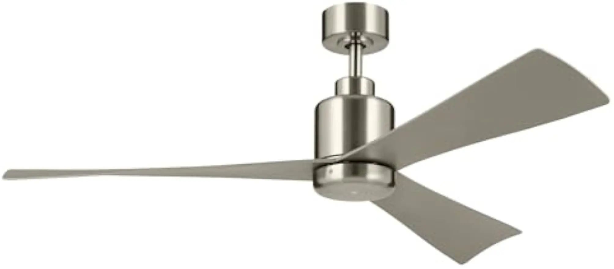 KICHLER 52 True Ceiling Fan, 3 Blade, 6 Speed Modern Minimalist Fan in Brushed Stainless Steel with Silver Blades, Full Function