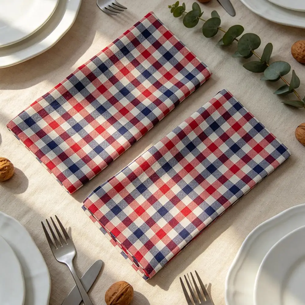 Reusable 4th of July Placemat Red White And Blue Plaid Patriotic Placemat for Dining Table Home Farmhouse Independence Day Party