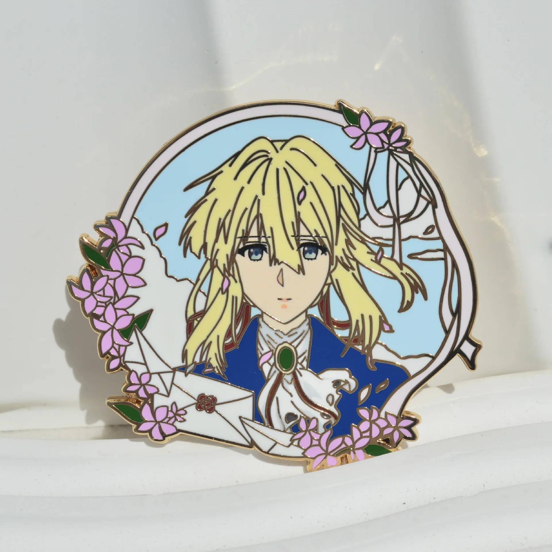 Violet Evergarden Metal Badge Imitation Enamel Metal Brooch Violet Backpack Accessories