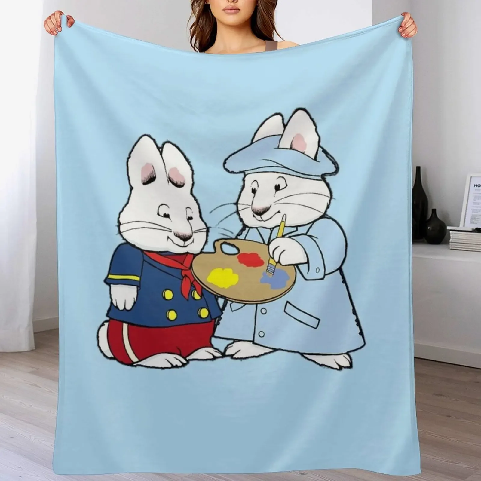 

Max and ruby bunny artists Throw Blanket Plush manga Nap Thermals For Travel Blankets