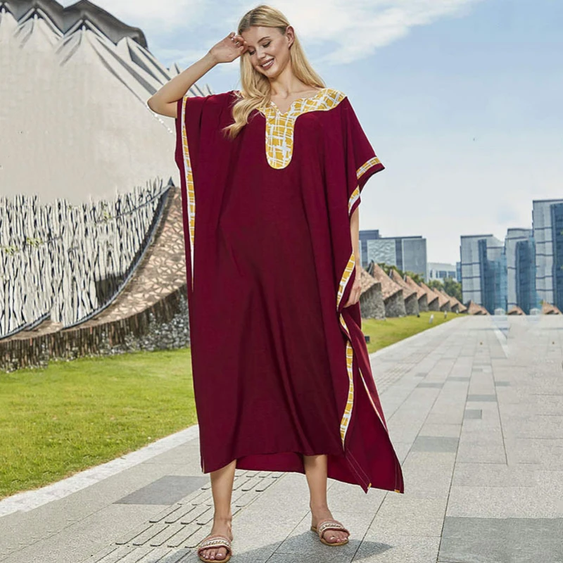 سترة نسائية جديدة فضفاضة مكونة من 6 ألوان فستان للشاطئ سترة صيفية للنساء رداء للشاطئ فستان قفطان