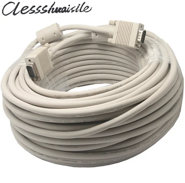

VGA to VGA Cable 15 pin with Double Magnets Ring VGA 3+6 D-SUB Extension Cabo Male to Male 1.5m/1.8m/3m/5m/10m/15m/20m/25m/30m