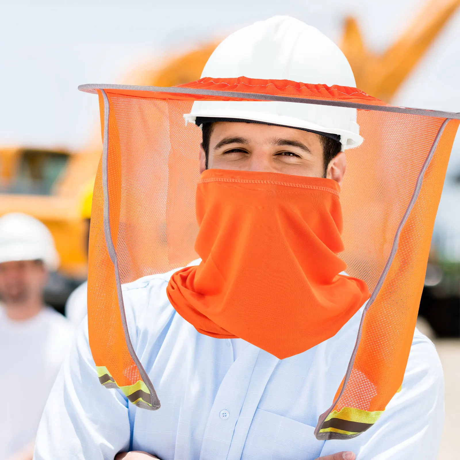 

Hard Hat Sun Shade Full Brim Mesh Visor Neck Cover Yellow Elastic Band Adjustable Size Breathable Design Outdoor Construction