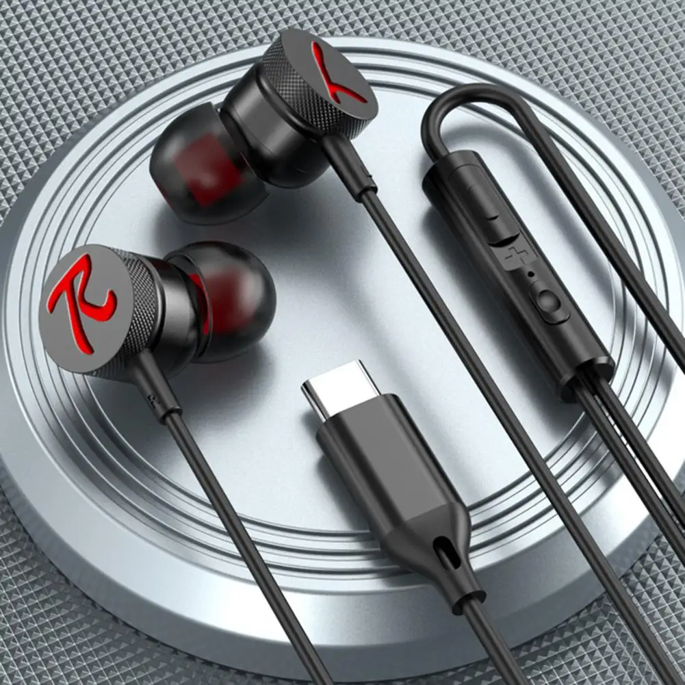 

In-ear Earphone Durable No Latency Anti-falling Type-C/3.5mm In-ear Wired Headphones Wired Earphones Cable Office Supply