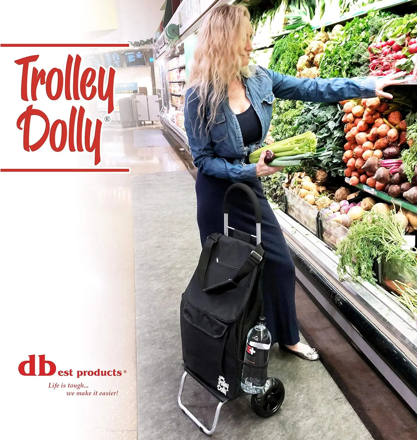 Opvouwbare winkelwagen met wielen en afneembare tas - Draagbare boodschappenwagentje voor eenvoudig transport